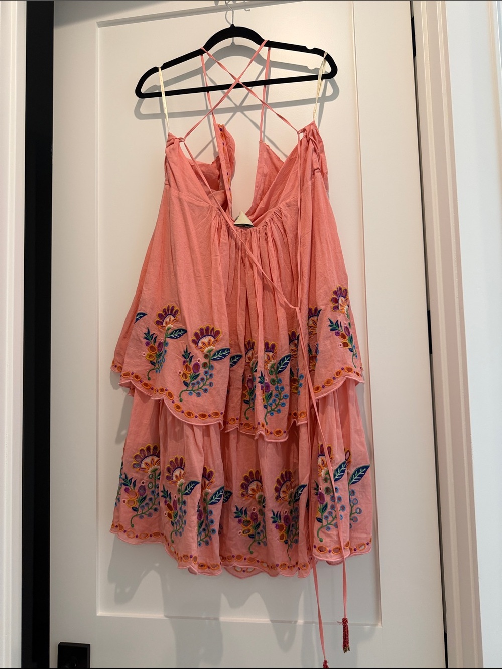 FARM Rio Blush Pink Embroidered Floral Midi Dress - Picture 4 of 4